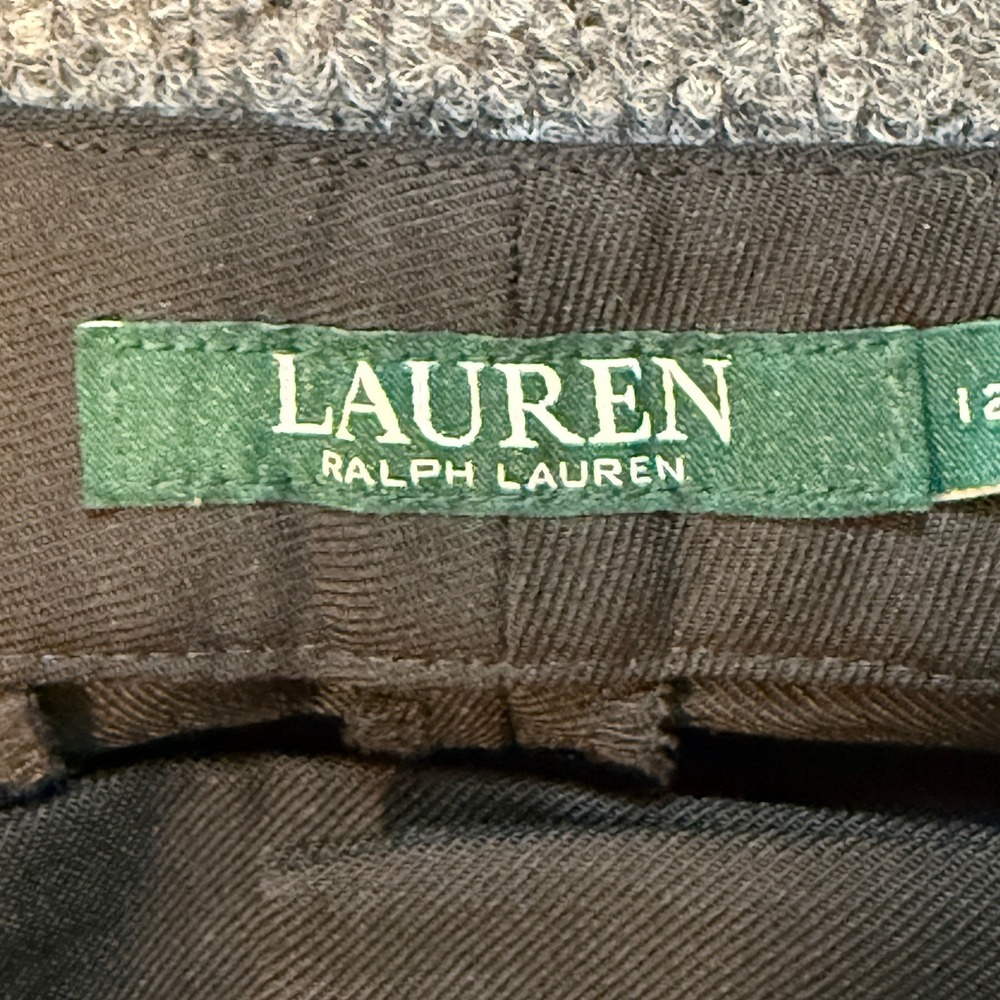 Lauren Ralph Lauren Black Wool Blend Tuxedo Dress Pants Satin Stripe Size 12 - Picture 11 of 16